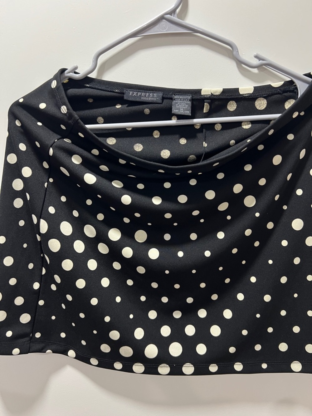 Express Black Top with White Polka Dots